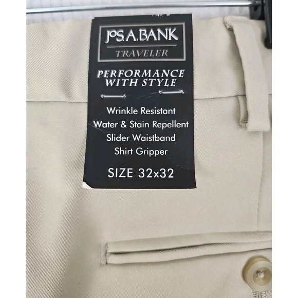 Jos. A. Bank~Mens 32×32~Khaki Traveler Chinos Cuffed Pants Wrinkle Resistant NWT - Picture 2 of 9